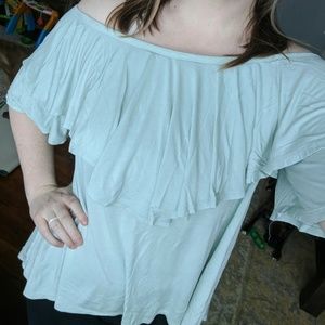 Free People mint off the shoulder flowy top